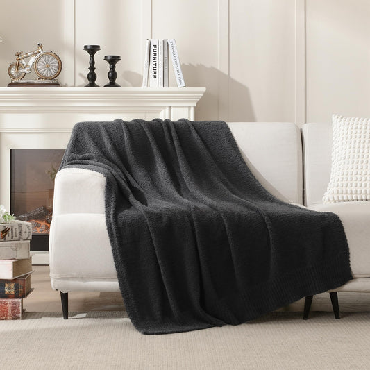 Plush fleece throw blanket - soft and fuzzy for bed or couch 50x70 inches