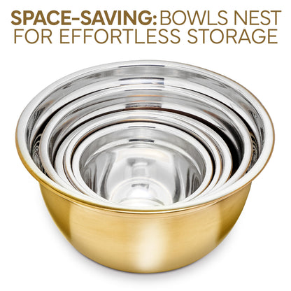 COOK WITH COLOR mixing bowls with stainless steel, airtight lids for kitchen use