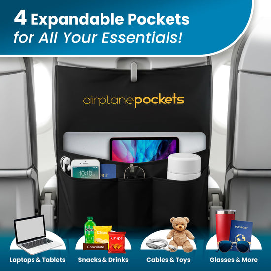 Airplane pockets caddy — travel organizer for seat storage and essentials