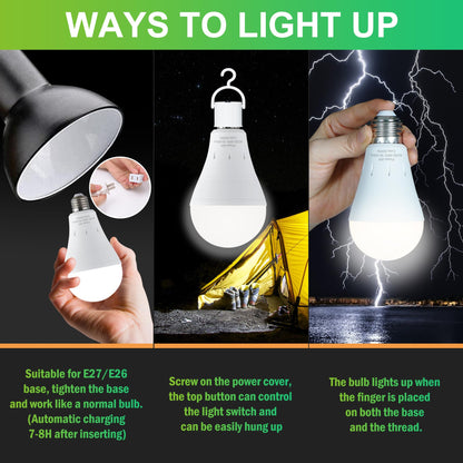 DEBAOBULB light bulb — rechargeable battery powered for home and camping use