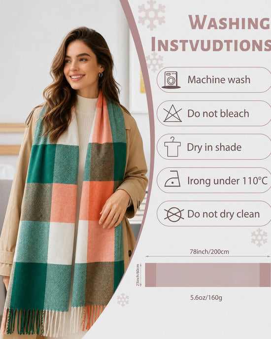 YSense women's plaid blanket scarf - chunky oversized winter wrap shawl