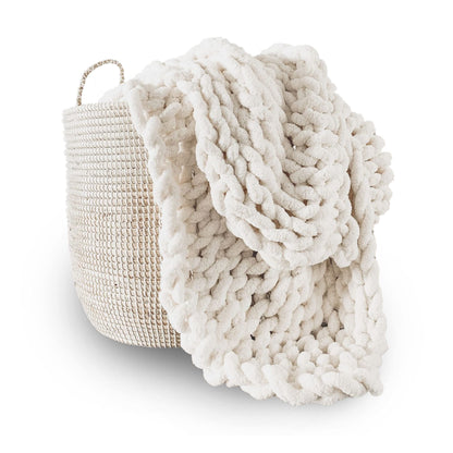 Adyrescia chunky knit blanket - 100% hand knit with jumbo chenille yarn