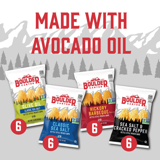 Boulder Canyon kettle style potato chips variety pack - assorted flavors in 1.5oz bags
