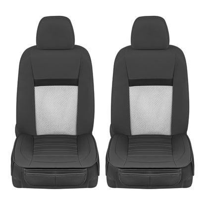 Motor Trend vehicle seat cover — Faux leather with storage pockets, 2-pack black padded
