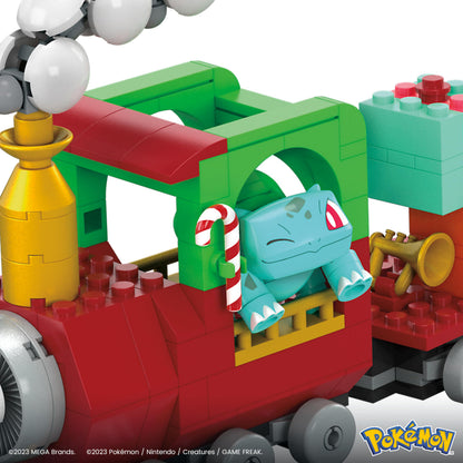 Toy building block set — Pokemon holiday train with 373 pieces and 4 characters