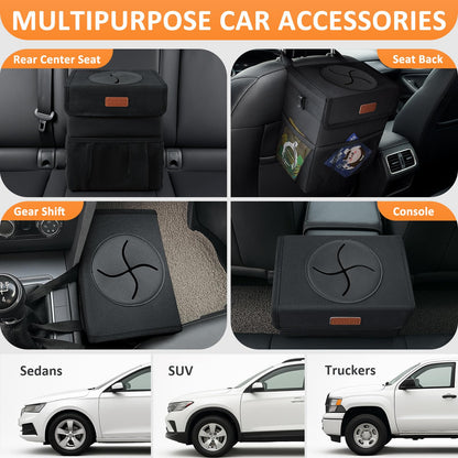 Vankor car trash can - hanging lid design for back seat use