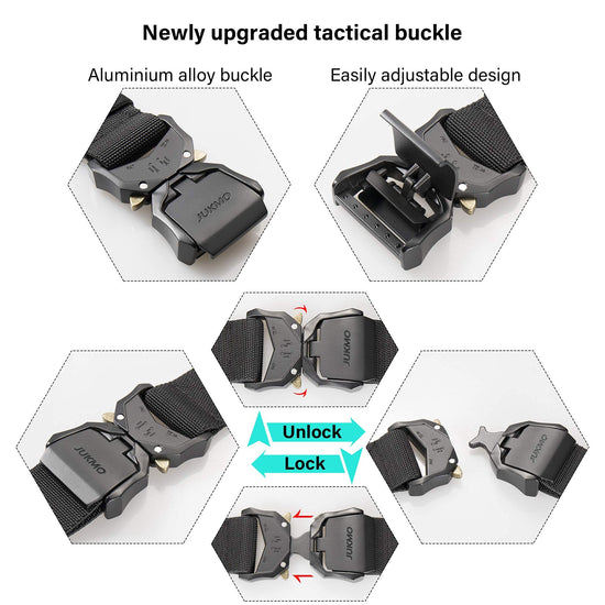 JUKMO tactical belt — military hiking rigger with heavy duty quick release buckle