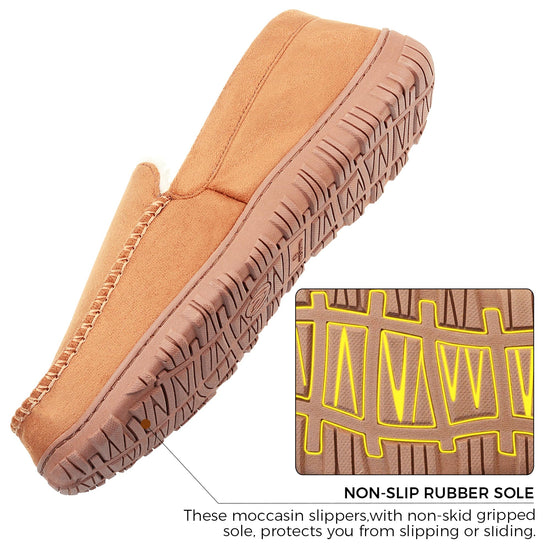 Lulex moccasins — plush indoor outdoor slippers with hard sole