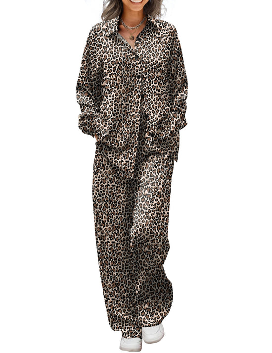 Ekouaer womens satin pajama set with button down top and elastic waist pants