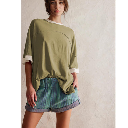 Songling womens 3/4 sleeve casual summer tee shirt in cotton