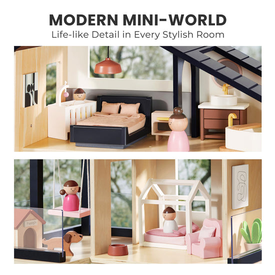 Tiny Land doll house — Modern family design with 53 pieces of furniture