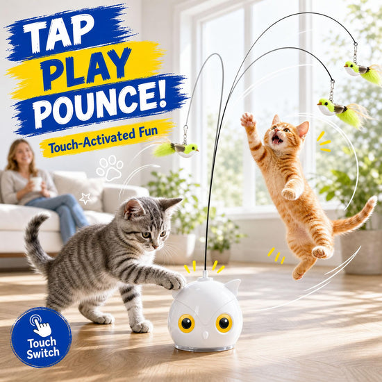 Interactive cat toy — Automatic flying bird with suction base and USB recharge