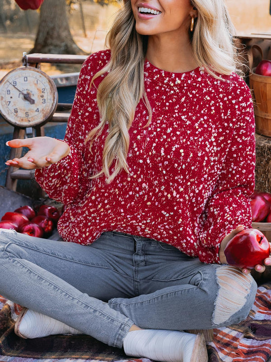 CUPSHE women's sweater — rainbow pom long sleeve ribbed knit pullover top