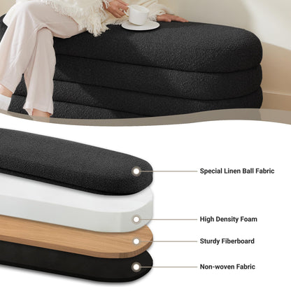 Busaurus storage ottoman — upholstered fabric for bedroom or living room use