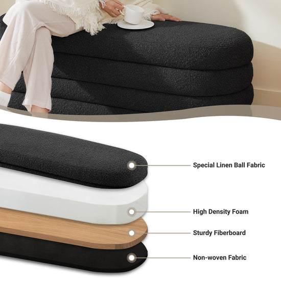 Busaurus storage ottoman — upholstered fabric for bedroom or living room use