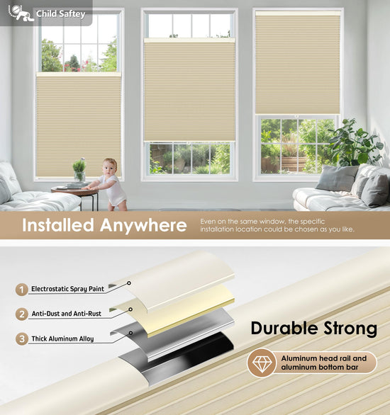LazBlinds window shade — no tools no drill cordless honeycomb shades for home