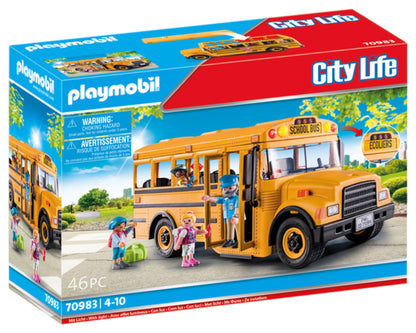 Playmobil toy figure playset — school bus with accessories and 4 figures