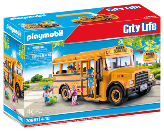 Playmobil toy figure playset — school bus with accessories and 4 figures