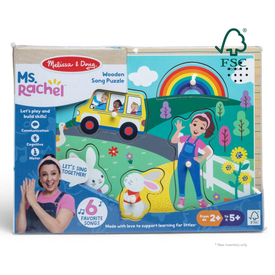 Melissa & Doug® Ms. Rachel™ wooden song peg puzzle — light-activated sound puzzle for toddlers ages 2-5 years