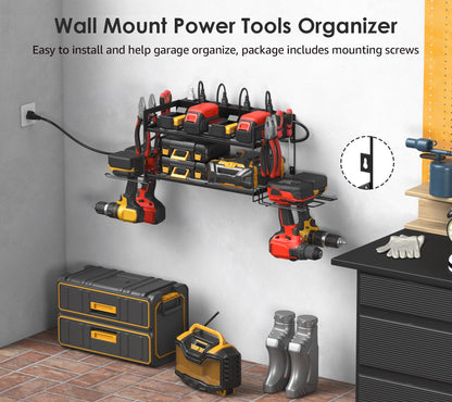 CCCEI storage rack with charging station and wall mount for drills holder