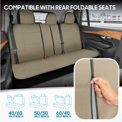 BDK PolyPro car seat covers - Full set in solid beige for front and rear seats