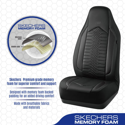 Skechers vehicle seat cover — leather high back, waterproof, airbag compatible, black