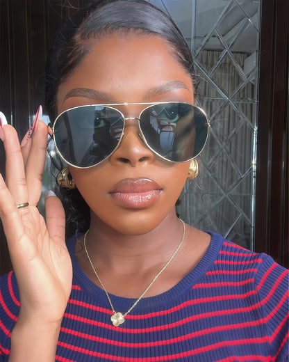 GUVIVI aviator sunglasses — retro gold oversized design for men and women