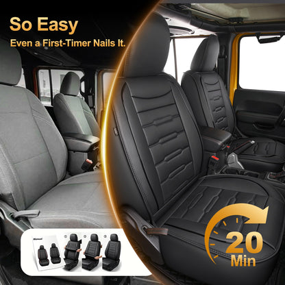 AOMSAZTO vehicle seat cover - waterproof faux leather for Jeep Wrangler JL 4-Door 2018-2026
