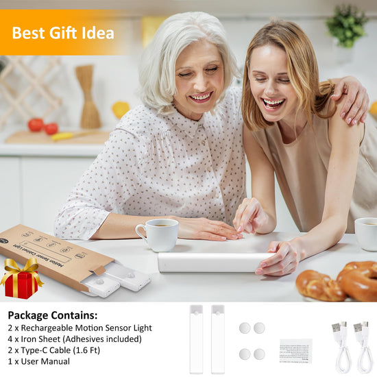 YLXS motion sensor cabinet light - wireless and rechargeable night light 2 pack