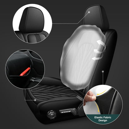 AOMSAZTO vehicle seat cover - leather fit for Jeep Gladiator 2020-2025 black breather