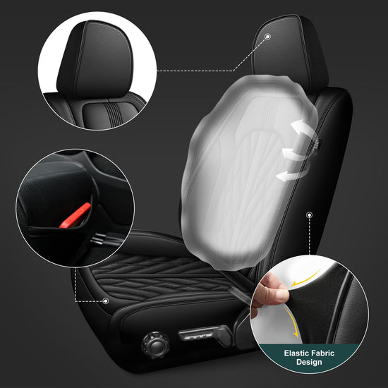 AOMSAZTO vehicle seat cover - leather fit for Jeep Gladiator 2020-2025 black breather
