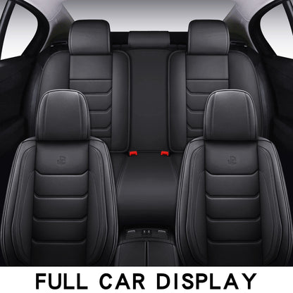Isen-CoverAuto full coverage faux leather car seat covers - black for 5 seats