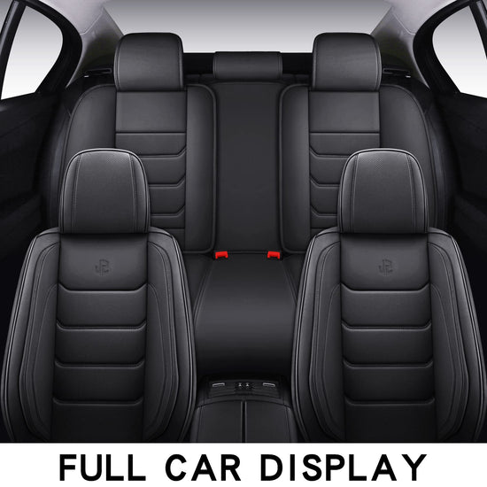 Isen-CoverAuto full coverage faux leather car seat covers - black for 5 seats