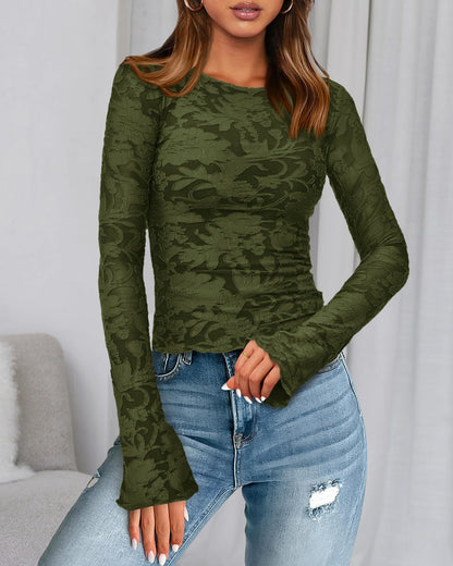 BTFBM shirt — trendy floral long sleeve top for women