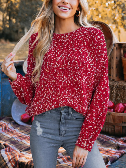 CUPSHE women's sweater — rainbow pom long sleeve ribbed knit pullover top