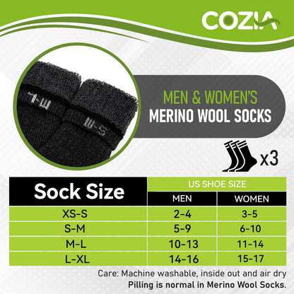Cozia merino wool socks — warm thermal socks for men and women