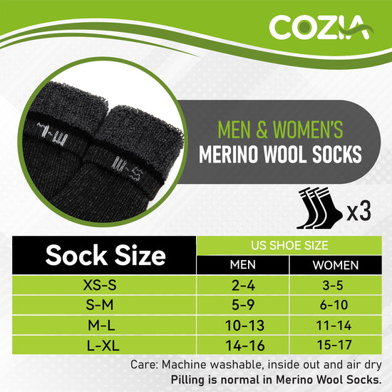 Cozia merino wool socks — warm thermal socks for men and women