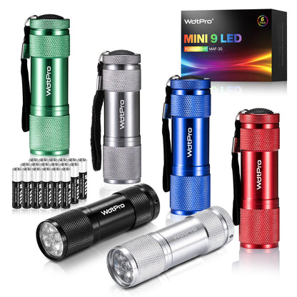 WdtPro LED flashlights — super bright mini pack with lanyard in assorted colors