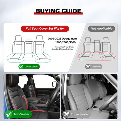 AOMSAZTO vehicle seat cover - custom fit for Dodge Ram 1500 2500 3500 2012-2026 crew quad cab with waterproof design and easy installation.