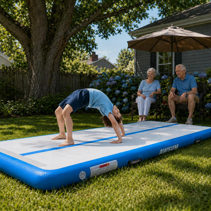 AWSUM inflatable gymnastics mat - 10ft to 23ft training mat with electric pump