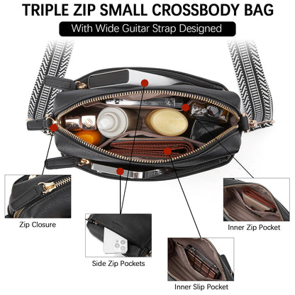 BOSTANTEN handbag with triple zip and colored shoulder strap