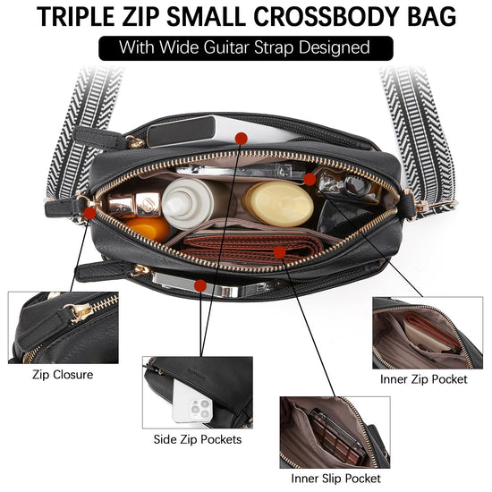 BOSTANTEN handbag with triple zip and colored shoulder strap