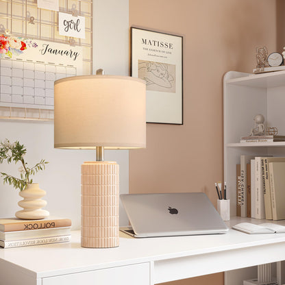 PoKat table lamp - farmhouse bedside lamps set of 2 for bedroom and living room