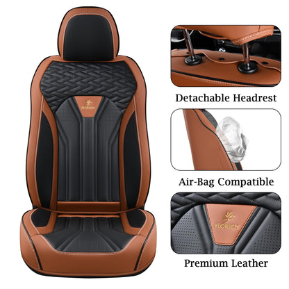 FLORICH vehicle seat covers - waterproof leather in brown and black, 2 pack