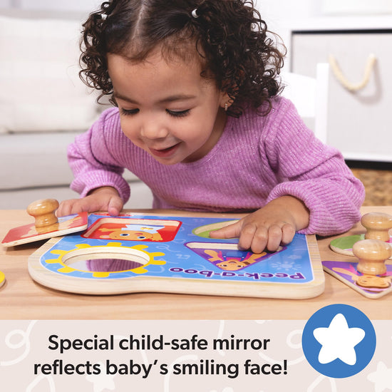 Melissa & Doug® Ms. Rachel™ wooden peek-a-boo jumbo peg puzzle with mirror