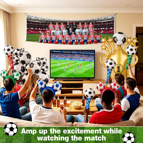 Myfivo Soccer Party Decoration Set - 9PCS Soccer Foil Balloons Kit