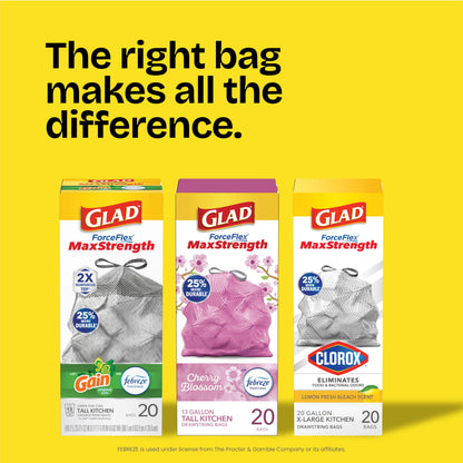 Waste bag — Glad ForceFlex MaxStrength leakGuard with lemon scent, 90 count