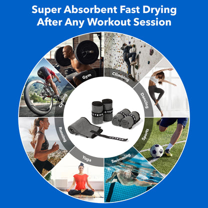 Acteon microfiber quick dry towel — odor-free and mega absorbent fiber for workouts and travel