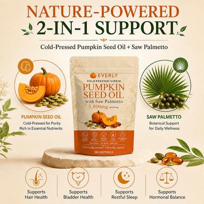Everly Pumpkin Seed Oil with Saw Palmetto, 180 SOFTGELS (1PCS)