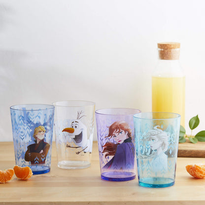 Zak Designs nesting tumbler set — Durable plastic cups with fun artwork, 4-pack